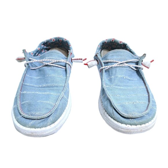 Hey Dude Women’s Size 9 Wendy Patriotic Denim Star Shoes USA Red White Blue 4th - Picture 6 of 10